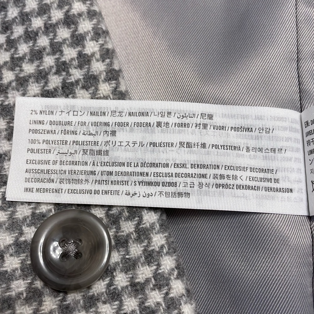 Abercrombie & Fitch Wool Blend Blazer Coat Medium Gray Houndstooth Single Breast - Picture 13 of 16